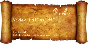Vider László névjegykártya